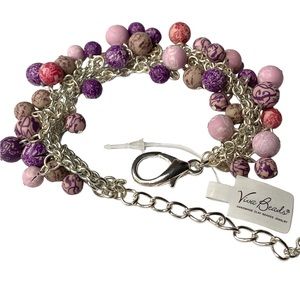 Viva Beads Magic Multi Handmade Beads Mesh Chain Bracelet NWT